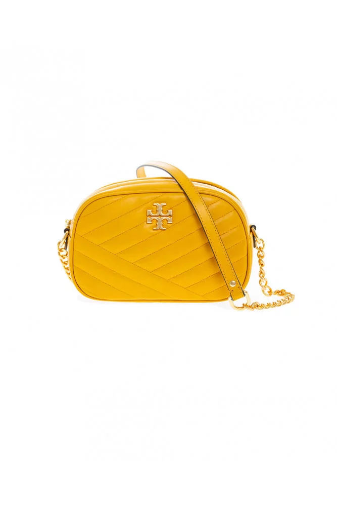 Camera Bag of Tory Burch - Leather quilted yellow bag with double T logo  for women