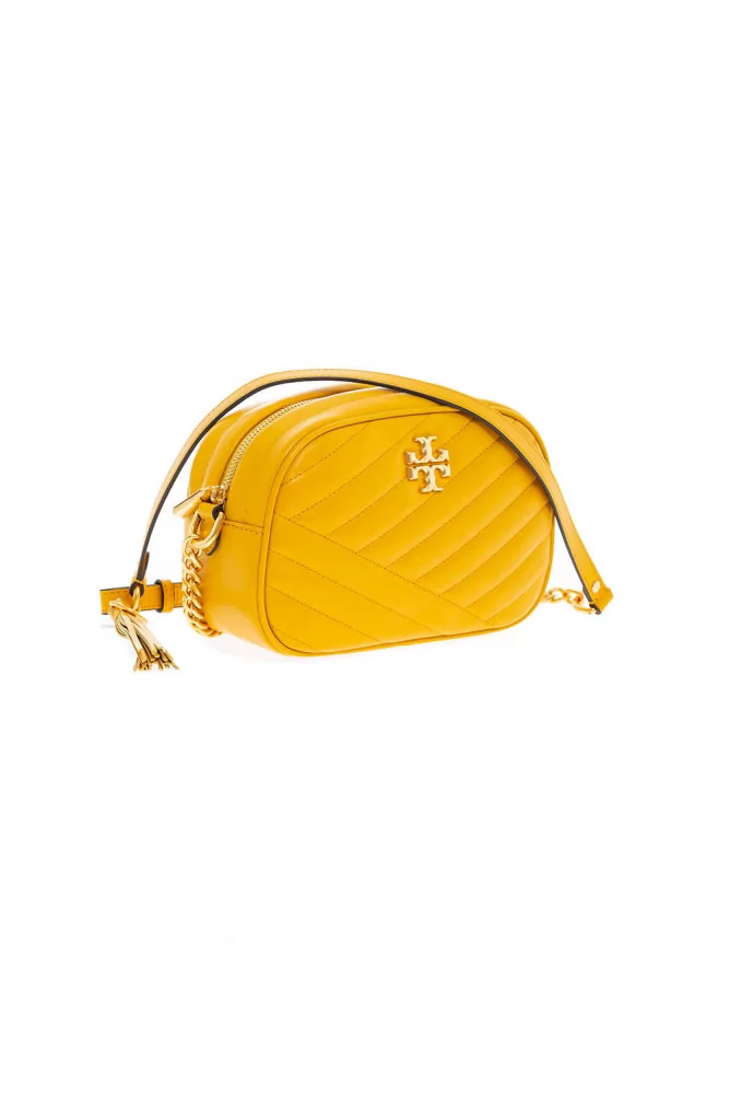 Camera Bag of Tory Burch - Leather quilted yellow bag with double T logo  for women