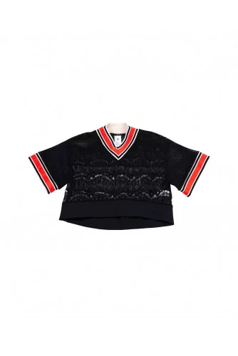 Black short top with lace Mihara Yasuhiro for women