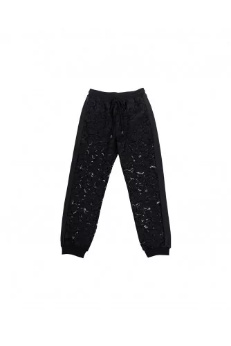 Slim black sweatpants with lace Mihara Yasuhiro for women