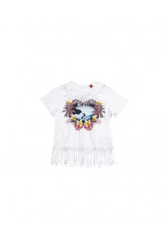 White T-shirt with fringes SS