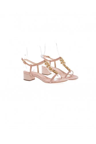 Pink powder sandals with Swarovsky stones Jacques Loup for women