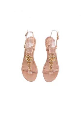 Pink powder sandals with Swarovsky stones Jacques Loup for women