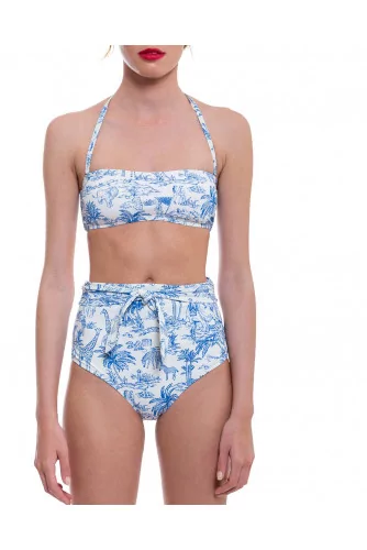 Maillot de bain Tory Burch 2 pièces ivoire-ciel pour femme