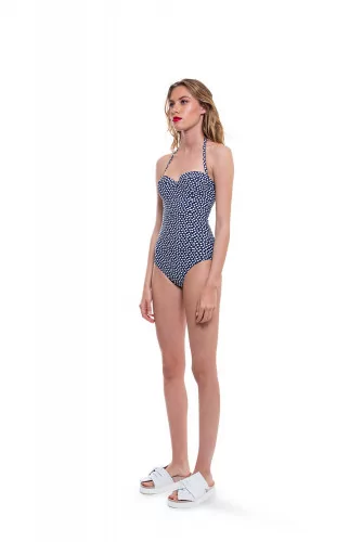 Maillot de bain Tory Burch 1 pièce bleu-blanc