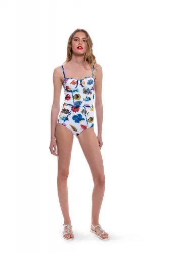 One piece swimsuit with fish print