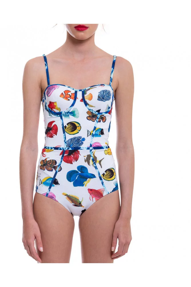 One piece swimsuit with fish print