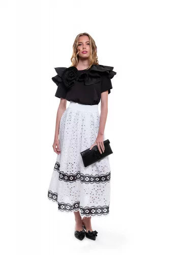 Long skirt with decorative English embroideries