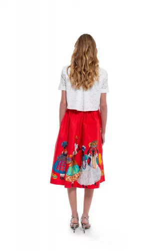White and red skirt dress with pearled embroidery Stella Jean for women