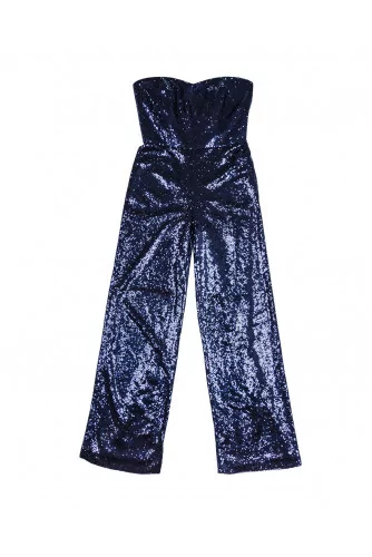 Combinaison Saloni "Aurélie" bustier pantalon bleu marine pour femme