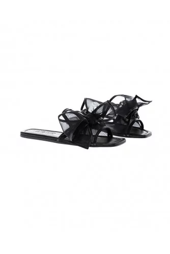 Black mules Jacques Loup with large knot for women