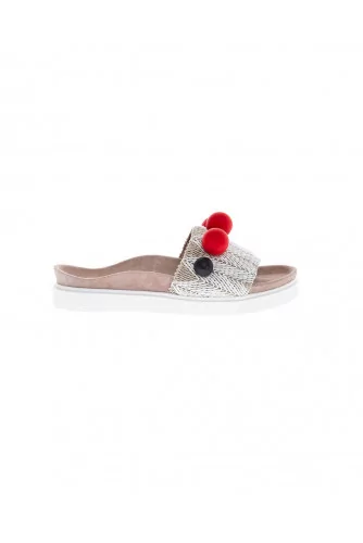 Beige mules with decorative balls Inuikii for women