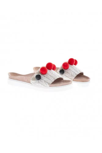 Beige mules with decorative balls Inuikii for women