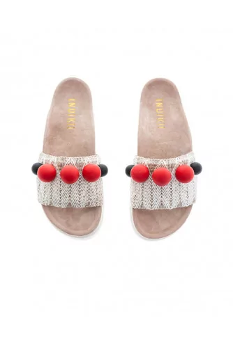 Beige mules with decorative balls Inuikii for women