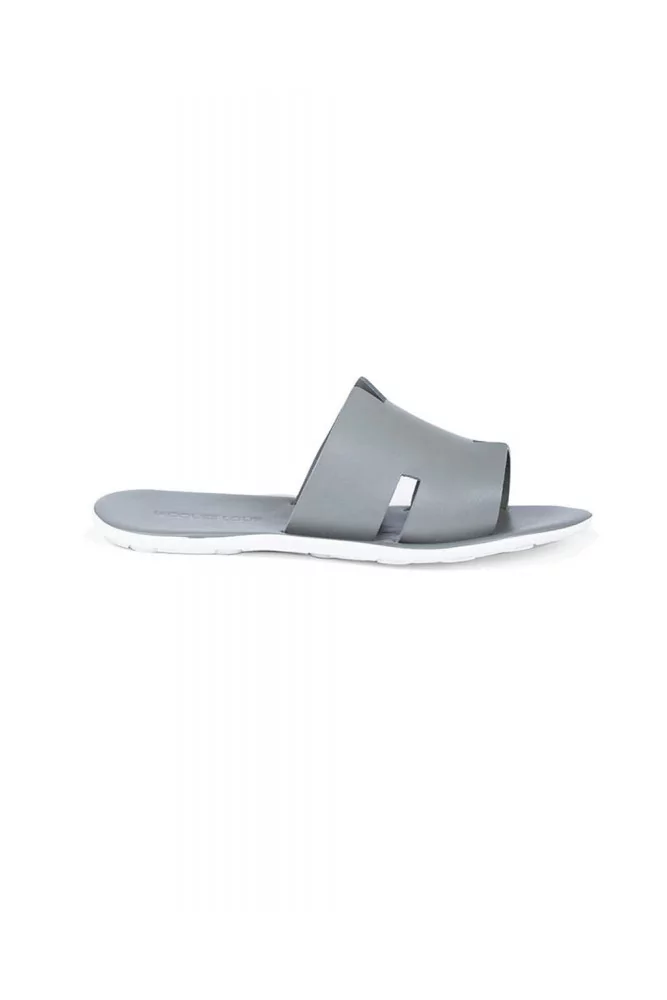 Grey mules with "H" strap Jacques Loup for men