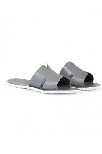 Grey mules with "H" strap Jacques Loup for men