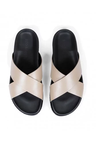 Achat Putty colored mules with crossing straps Jacques Loup for men - Jacques-loup