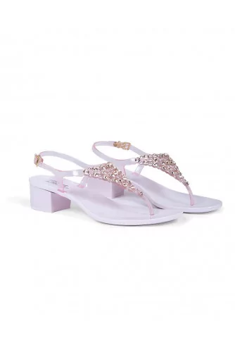 Pink thong sandals with Swarovsky stones Jacques Loup for women
