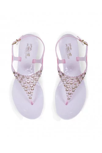 Pink thong sandals with Swarovsky stones Jacques Loup for women