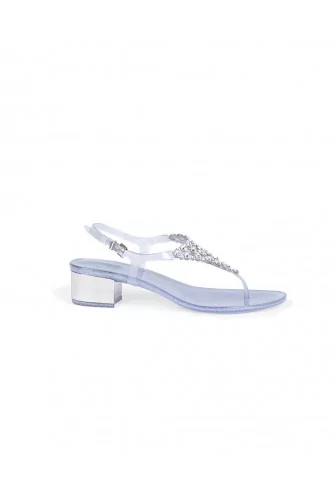 Silver thong sandals with Swarovsky stones Jacques Loup for women