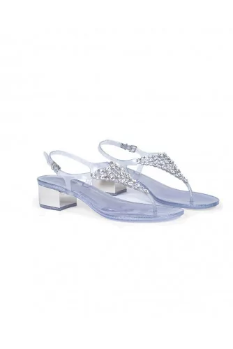 Silver thong sandals with Swarovsky stones Jacques Loup for women