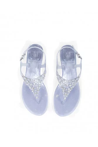 Silver thong sandals with Swarovsky stones Jacques Loup for women