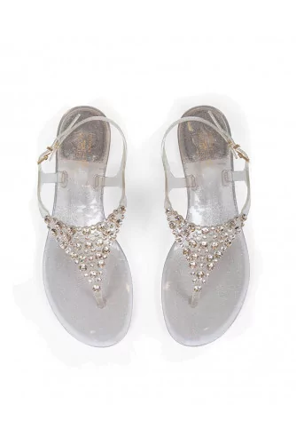 Gold colored thong sandals with Swarovsky stones Jacques Loup for women