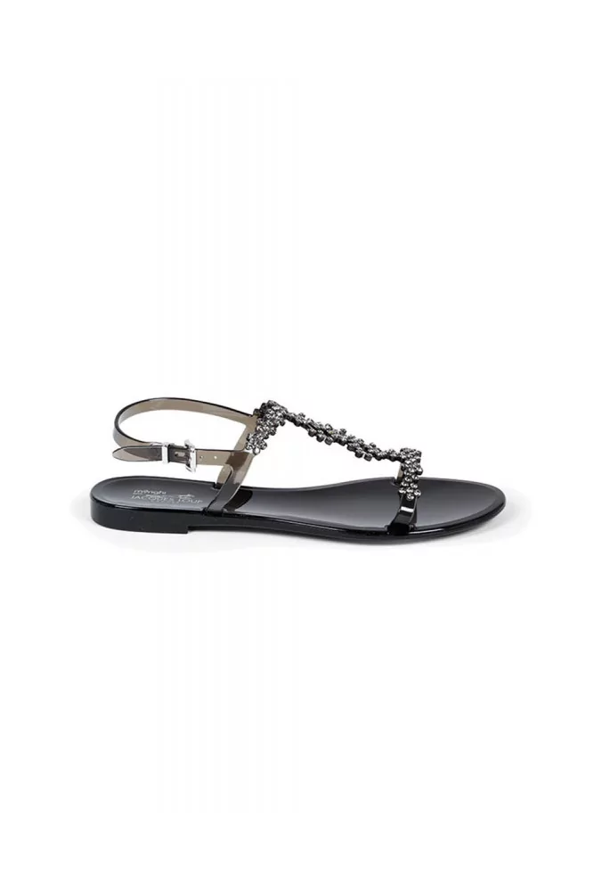 Black beach sandals with Swarovsky stones Jacques Loup for women