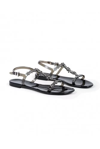 Black beach sandals with Swarovsky stones Jacques Loup for women