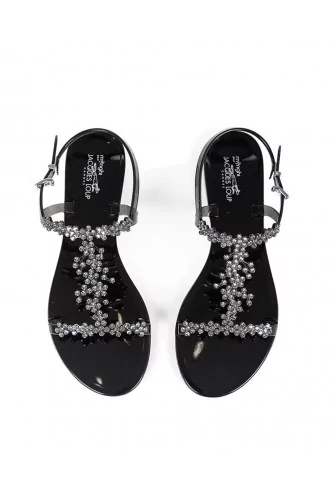 Sandale Jacques Loup "Salomé" noir petites grappes pvc-swarovski pour femme