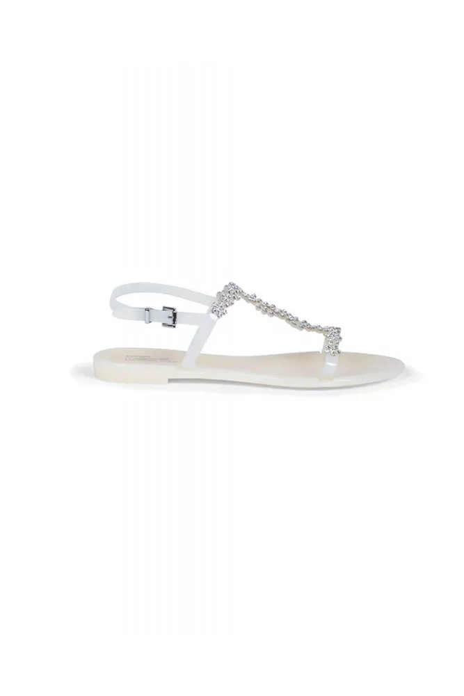 Sandale Jacques Loup "Salomé" blanc petites grappes pvc-swarovsky femme