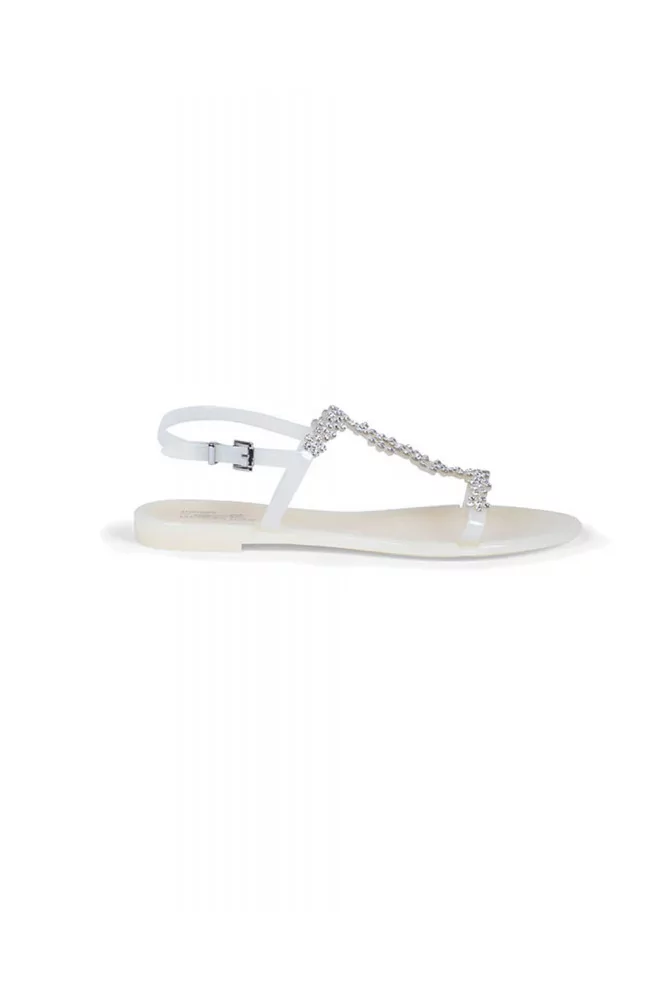 White beach sandals with Swarovsky stones Jacques Loup for women