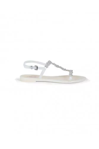 Sandale Jacques Loup "Salomé" blanc petites grappes pvc-swarovsky femme