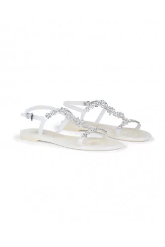 White beach sandals with Swarovsky stones Jacques Loup for women