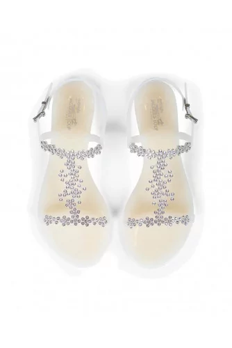 White beach sandals with Swarovsky stones Jacques Loup for women