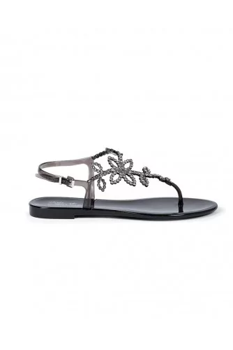 Black beach sandals with Swarovsky crystals Jacques Loup for women