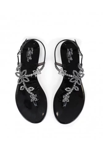 Black beach sandals with Swarovsky crystals Jacques Loup for women