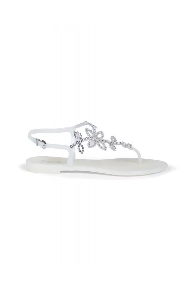 White beach sandals with Swarovsky crystals Jacques Loup for women