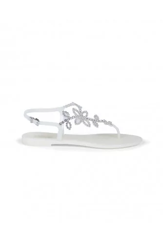 White beach sandals with Swarovsky crystals Jacques Loup for women