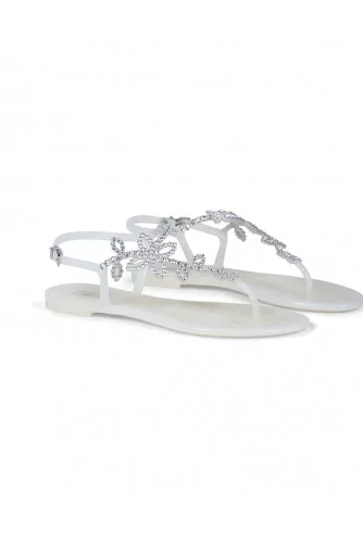White beach sandals with Swarovsky crystals Jacques Loup for women