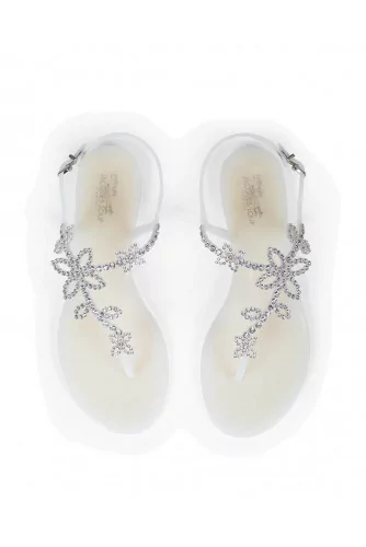 White beach sandals with Swarovsky crystals Jacques Loup for women