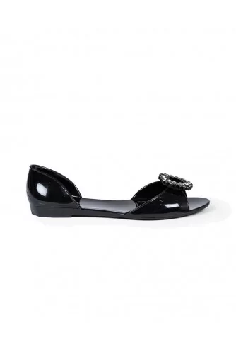 Black beach sandals with Swarovsky buckle Jacques Loup for women