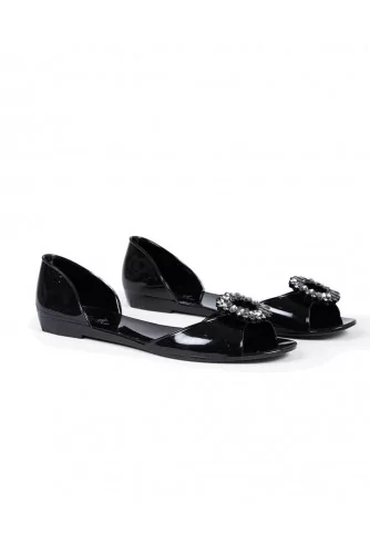 Black beach sandals with Swarovsky buckle Jacques Loup for women
