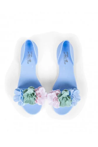 Light blue beach sandals with flowers Jacques Loup for women