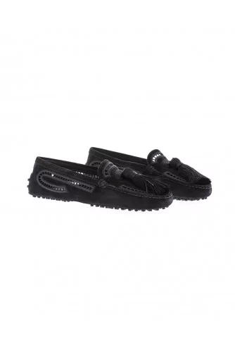 Black moccasins with tassel and embroideries Tod's for women