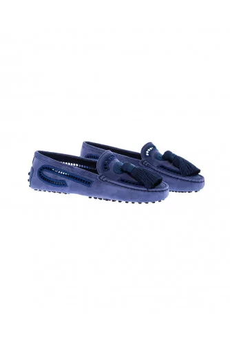 Blue moccasins with tassel and embroideries Tod's for women