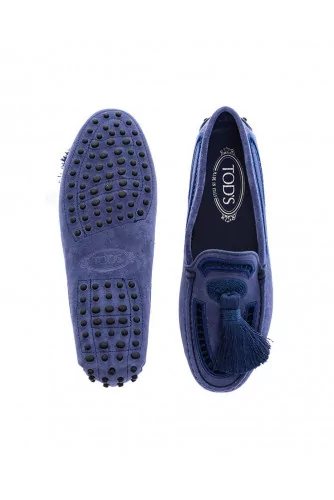 Blue moccasins with tassel and embroideries Tod's for women