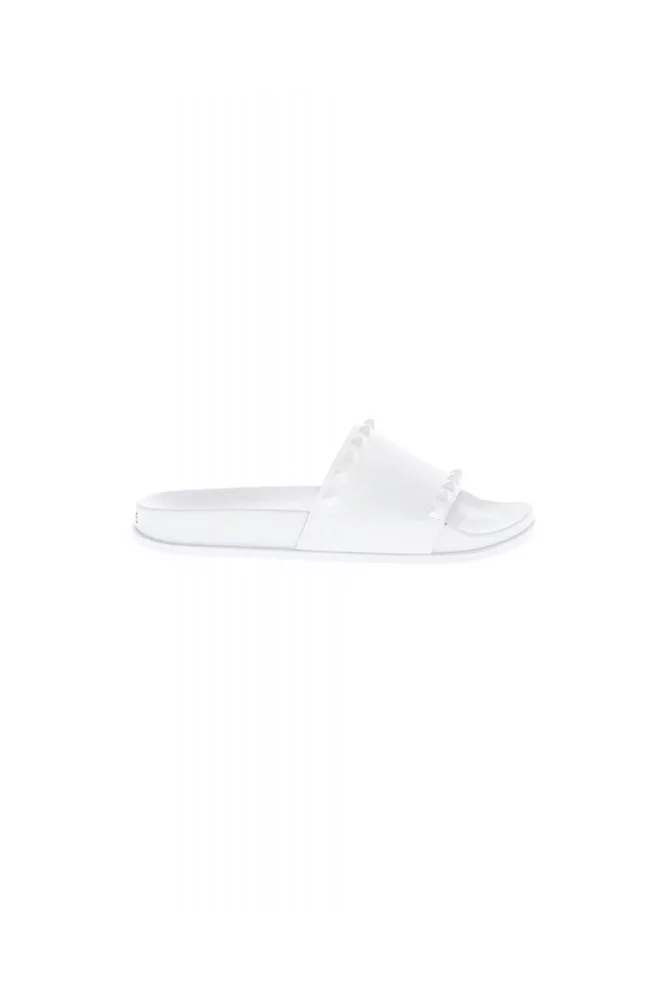 White beach mules with decorative nails Jacques Loup for women