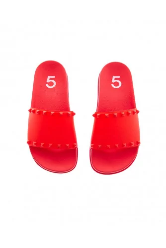 Red beach mules with decorative nails Jacques Loup for women