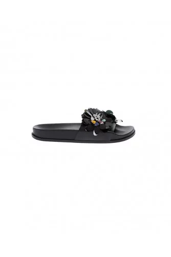 Achat Black beach mules decorated with flowers Jacques Loup for women - Jacques-loup